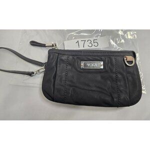 Tumi Black Nylon Wristlet Clutch Purse With Multiple Compartments